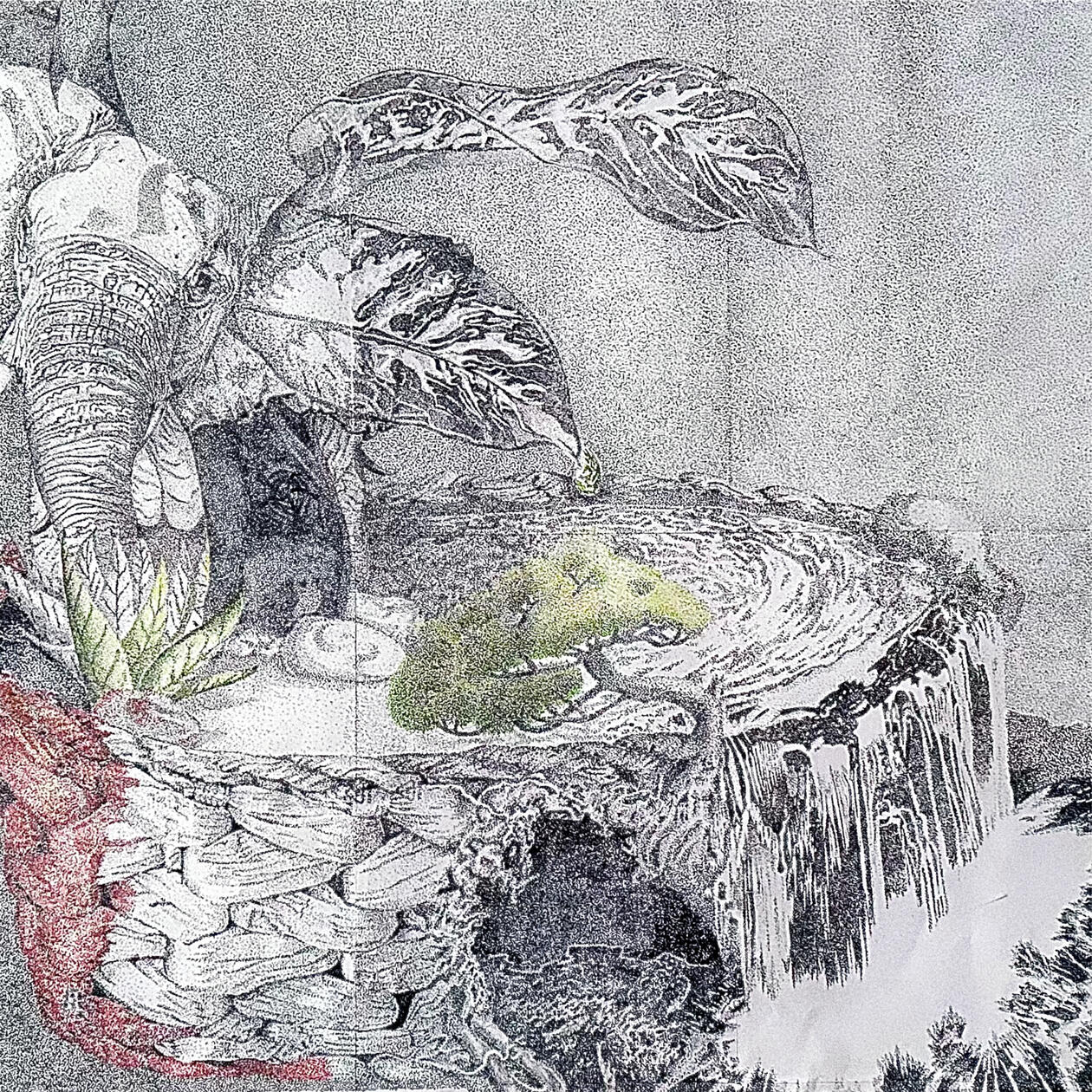 Dots in Nature | 23x23.5 cm | Ballpoint Stippling Pen Art | July 2020