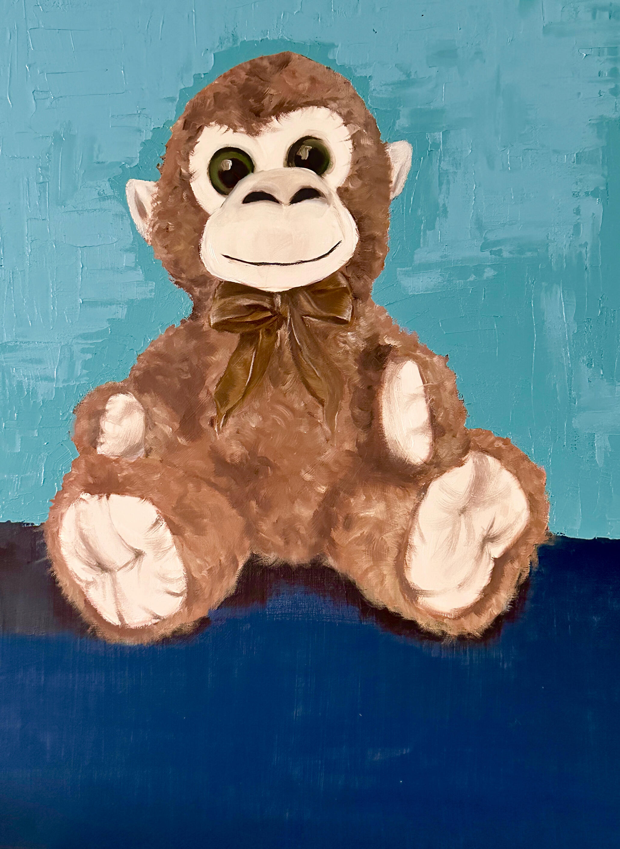 A’s Teddy Monkey (Nursery Piece) | Oil on Canvas | 2025