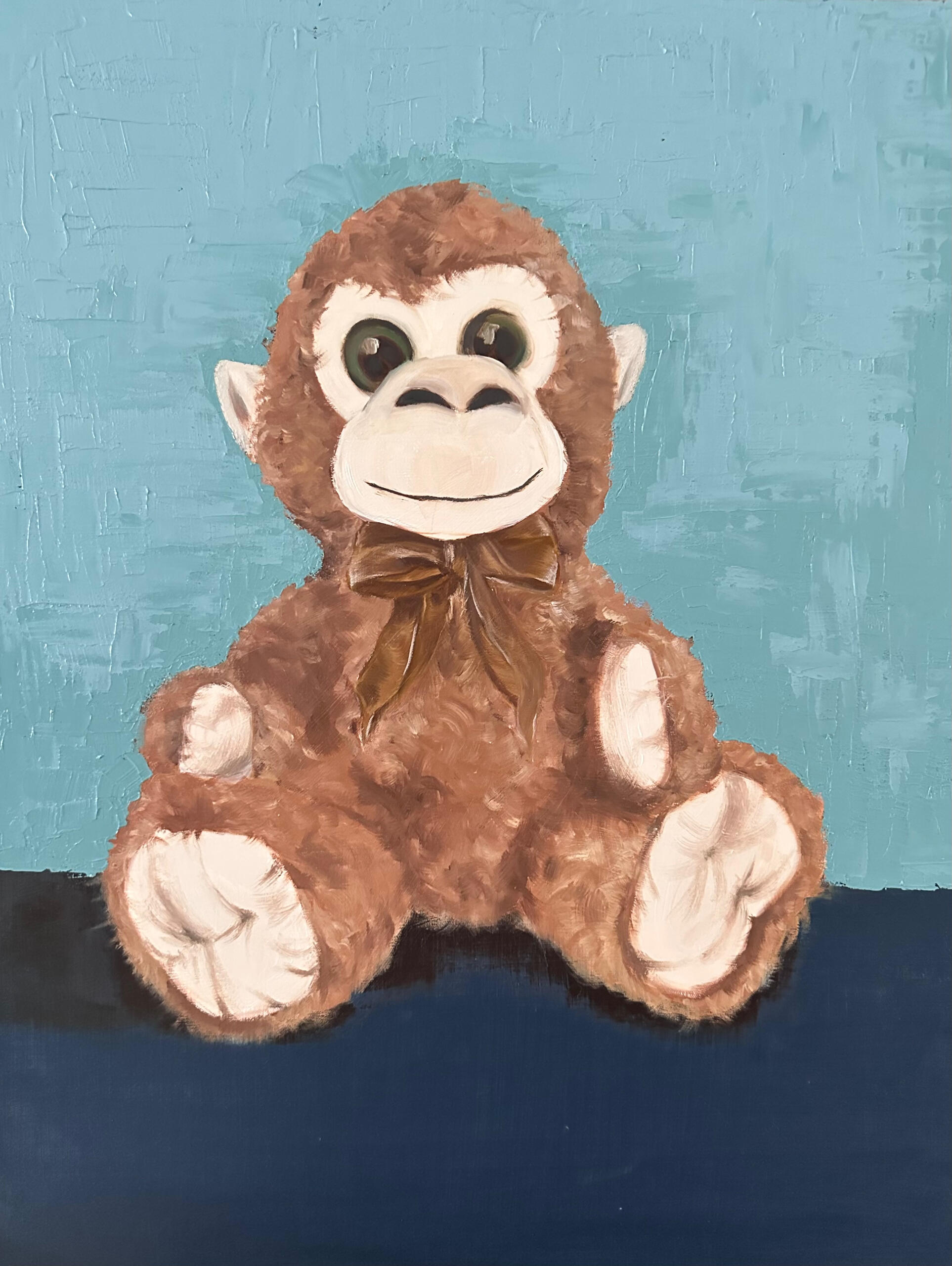 A’s Teddy Monkey (Nursery Piece) | Oil on Canvas | 2025